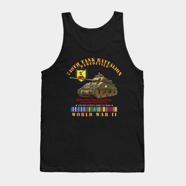 740th Tank Battalion - Daredevils w Tank WWII  EU SVC Tank Top by twix123844